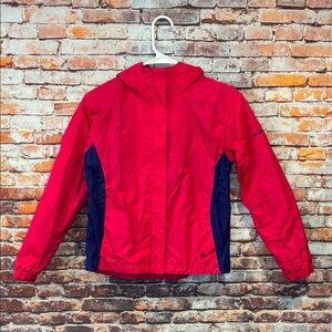 Columbia Hot Pink and Navy Hooded Rain Jacket